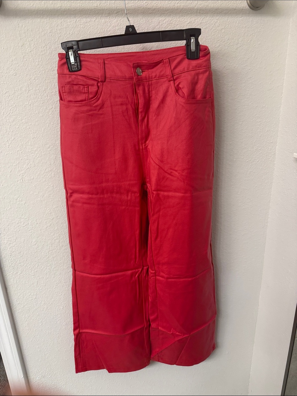 SHEIN Red Wide-Leg High-Rise Jeans